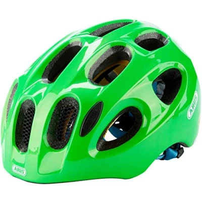 Imagen de ABUS casco infantil Youn I MIPS de bicicleta con luz, reflectores y protección contra impactos (MIPS) para niñas niños verde (sparkling), talla M