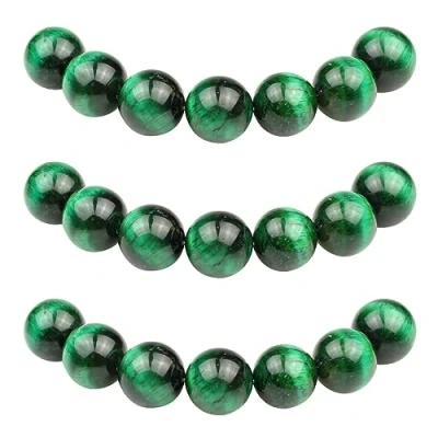 Imagen de MJDCB 8mm 43 piezas Cuentas de Piedra Ojo Tigre Verde Redondas Sueltas Piedras Semipreciosas Naturales para Hacer Joyas Pulseras Collares
