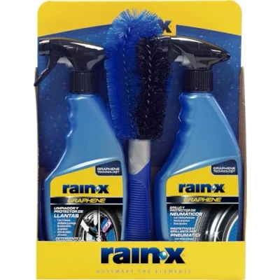 Imagen de Rain x Limpia Llantas Coche y Abrillantador de Neumáticos con Cepillo pack 2 500 ml