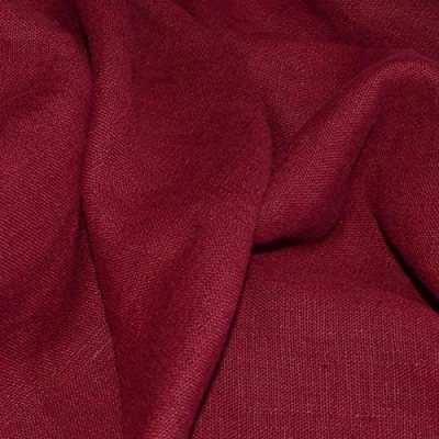 Imagen de Textiles français Tela de Lino Lavado Rojo Burdeos/Bordeaux 100% Suave Ancho: 150 cm (por Metro Lineal)*