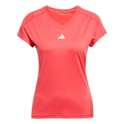 Imagen de adidas Mujer AEROREADY Train Essentials Minimal Branding V Neck tee, Pure Ruby/White, XS
