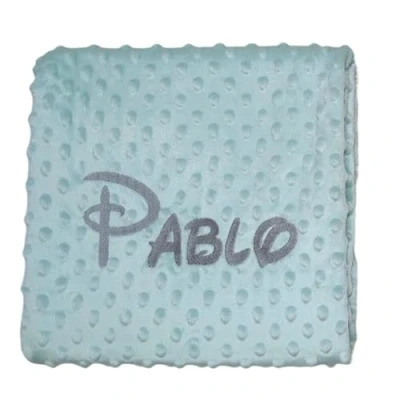 Imagen de various Manta de Bebe Personalizado con su Nombre Bordado, copito (Verde Agua)