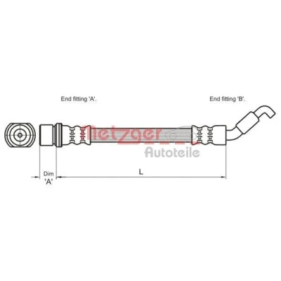 Imagen de METZGER 4110033 Latiguillos de Freno 202 F10x1 TOYOTA: Corolla IX Berlina