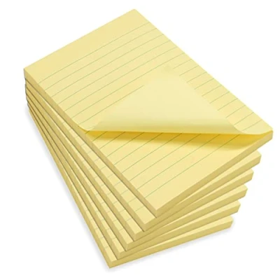 Imagen de WAYTEX 931680C6 600 notas adhesivas A6 con líneas Juego de 6 bloques 100 hojas reposicionables Gran formato, 9,8 x 15 cm, color amarillo pastel