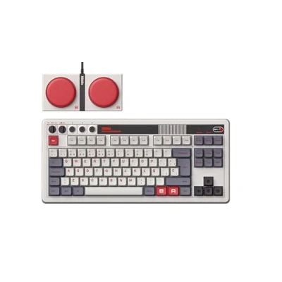 Imagen de 8Bitdo Retro Mechanical Keyboard, Bluetooth/2.4G/USB C Hot Swappable Gaming Keyboard with 87 Keys, Dual Super Programmable Buttons for Windows and Android QWERTY Spanish ISO Layout