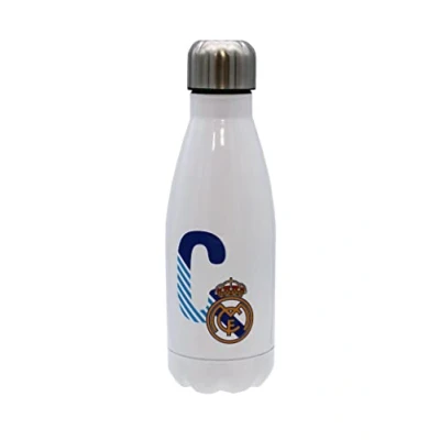 Imagen de CYP Botella Personalizable Blanca de Acero 550ml Real Madrid, Plata, Diseño Letra C
