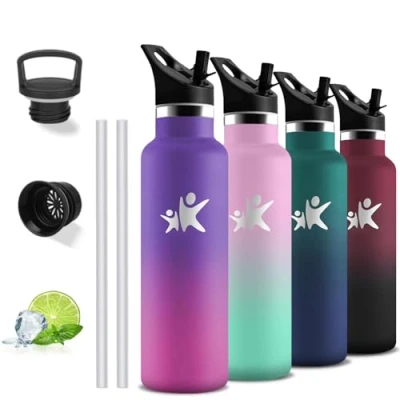 Imagen de Botella Agua Acero Inoxidable, 750ml Termica, sin BPA, Garrafa Termica con Pajita, Cantimplora A Prueba de Fugas, Aislamiento al Vacío, Termo Agua, Botellas para la Escuela, Viajar, Oficina