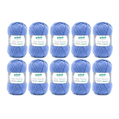 Imagen de Gründl Calcetines Hot Socks Pearl de Lana Lisa (Lana calcetín Suave 75% Merino, 20% Poliamida, 5% Cachemira, 50 g / 200 m, tamaño Aguja: 2,5 3, 10 x g), Azul