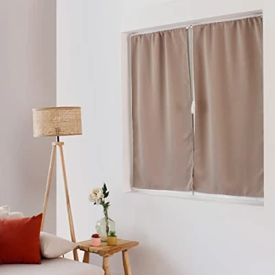 Imagen de ED ENJOY HOME Cortina de cristal opaca, pasarela, beige natural, 60 x 120 cm, 100% poliéster, tejido certificado Oeko TEX, colección regaliz
