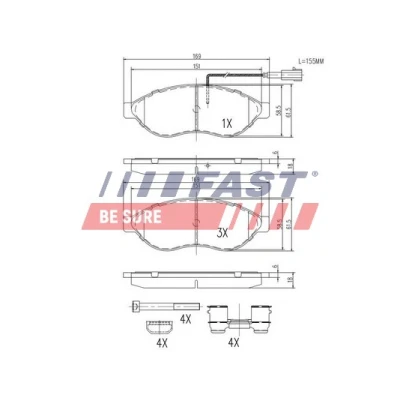 Imagen de FAST FT29130 Juego de pastillas freno Eje delantero con sensor desgaste incorporado FIAT: Ducato III Furgón