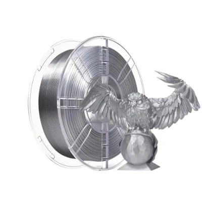 Imagen de PLA+ Filamento 3D de 1,75 mm, PLA Plus, precisión dimensional +/ 0,02 bobina 1 kg (2,2 LBS) impresión para impresora (seda plata)