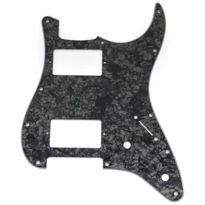 Imagen de Musiclily Pro 11 Agujeros Golpeador ST Guitarra HH Pickguard Con para 2 Humbucker Cubierto Potenciómetros Eléctrica tipo Fender Squier Strat, 4 capas Black Pearl