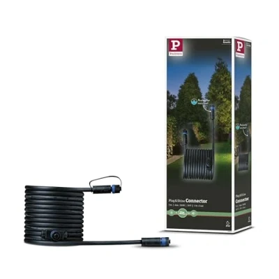 Imagen de Paulmann 93927 Outdoor Plug &amp; Shine Connector 5 m 1in 2out IP68 2x1,5 mm² cable de extensión, conexión, iluminación exterior, Negro