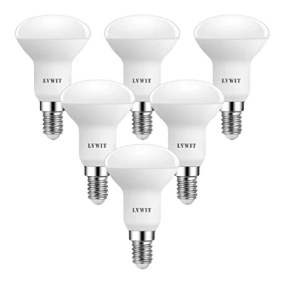 Imagen de LVWIT Bombillas Reflectora LED E14 (Casquillo Fino) 5W Equivalente a 40W, 470 Lúmenes, Color Blanco Cálido 2700K, No Regulable Pack de 6 Unidades.