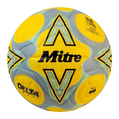 Imagen de Mitre Delta Balón de fútbol, Alta duración, precisión y consistencia mejoradas, tamaño 4, Amarillo flúor/Negro/Gris