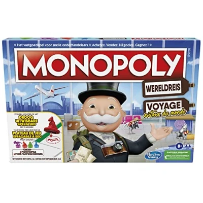 Imagen de Hasbro Gaming Monopoly Viaje alrededor del mundo, juego de mesa (versión francesa y holandesa)