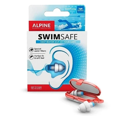Imagen de Alpine Swimsafe Tapones para los oídos natación Filtros únicos mantener el agua fuera y seguir oyendo conversaciones Material cómodo termomaleable Ajuste universal