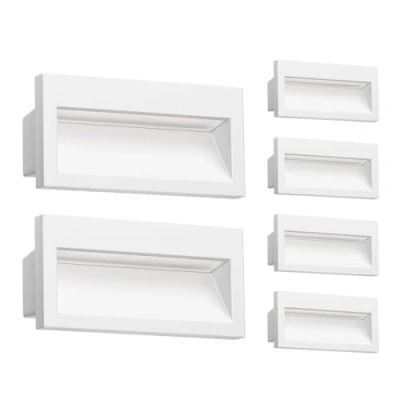 Imagen de ledscom.de 6 LED aplique empotrable NOLA, downlight para exteriores, IP54 mate, 140 x 70mm, blanco cálido