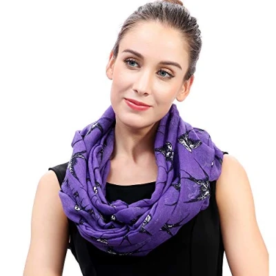 Imagen de Lina &amp; Lily Bufanda Infinita Snood con Estampado de Pájaros Golondrina (Púrpura)