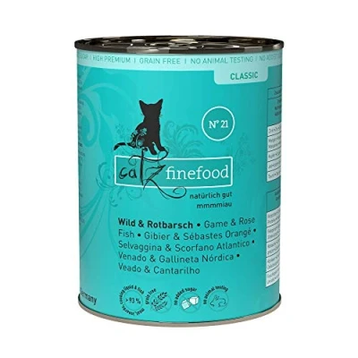 Imagen de catz finefood N 21 Salvaje y gallineta nórdica Comida para Gatos húmeda, refinada con Patatas arándanos, 6 latas de 400 g