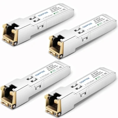 Imagen de QSFPTEK 4Pack Gigabit SFP to RJ45, 1000BASE T Copper RJ45 Módulo Transceptor 1G Transceiver para Cisco GLC T/SFP GE T, Ubiquiti UF 1G, Netgear, Mikrotik, D Link, TP hasta 100m