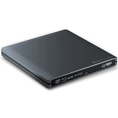 Imagen de techPulse120 Unidad Externa USB 3.1 Tipo C UHD HDR 4k 3D MDisc BDXL Lector Bluray Grabador Burner Superdrive BD DVD CD Aluminio Gris