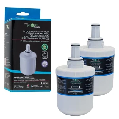 Imagen de FilterLogic FFL 180SK Pack de 2 filtros agua compatibles con Samsung HAFIN2/EXP, DA29 00003G, HAFIN2, HAFIN1/EXP, HAFIN1, 00003F HAFIN, DA97 06317A Filtro interno para frigorífico