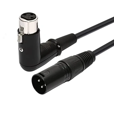 Imagen de Oluote 3 Pin XLR Macho a Hembra de Angulo Recto 90 Grados Cable Extensión Audio Micrófono (0.2M)