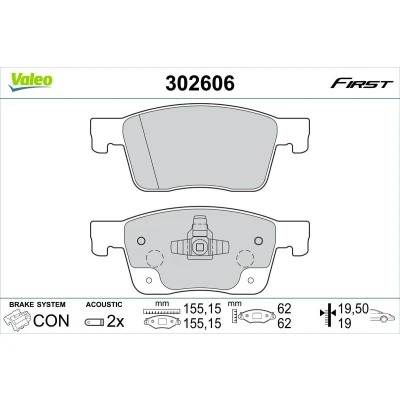 Imagen de VALEO 302606 Juego de pastillas freno Eje delantero con contacto avisador desgaste Chapa antichirridos OPEL: Astra K Hatchback