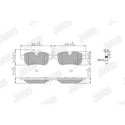 Imagen de JURID 573651J Juego de pastillas freno preparado para indicador desgaste sin accesorios BMW: Z4 Roadster