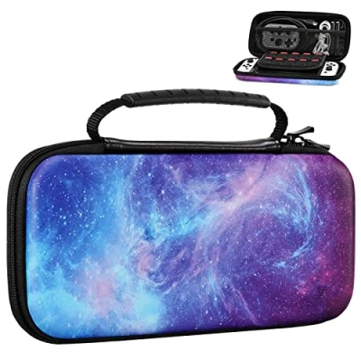 Imagen de MoKo Funda para Nintendo Switch y OLED con 10 Ranuras Tarjetas de Juego, Estuche EVA Portátil, Viaje Accesorios Juegos Switch, Precioso Cielo Estrellado