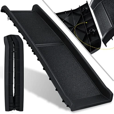 Imagen de KESSER® rampa para Perros, escaleras de Perros Coches, Plegable Mascotas, Ayuda la Entrada en el Maletero, hasta 90 kg, 156 x 40 cm, Negro