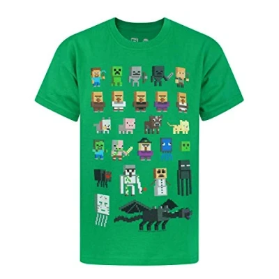 Imagen de Minecraft Sprites Camiseta para niño, Color Verde, 13 14 años