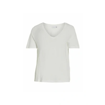 Imagen de VILA MIT Vausschnitt KURZÄRMELIGES Camiseta básica, Mujer, Talla: Small, Cloud dancer