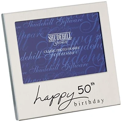 Imagen de Shudehill Giftware Marco de Fotos 72250 5&quot; x 3&quot; para Regalo cumpleaños número 50 con el Mensaje Impreso «Happy 50th Birthday»