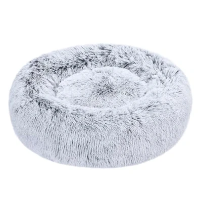 Imagen de Amazon Basics Suave Cama donut para mascota de Perro, piel sintética, Se puede lavar a máquina, 59 cm, gris