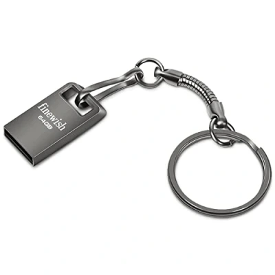Imagen de Memoria USB 64 GB, Mini Pen Drive 64GB Flash Metal GB con Llavero para Computadoras, Tabletas Almacenamiento de Datos Externo (Gris)