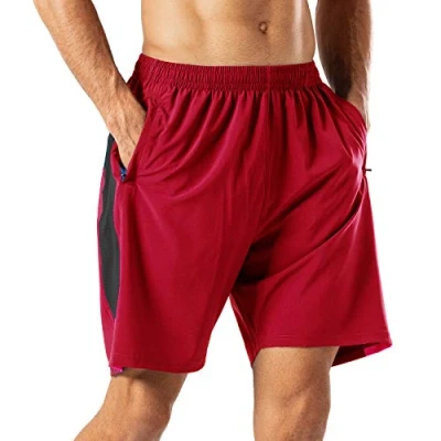 Imagen de HMIYA Pantalones Cortos Deportivos para Hombre Transpirable Secado Rapido Running Fitness Gym(Rojo M)