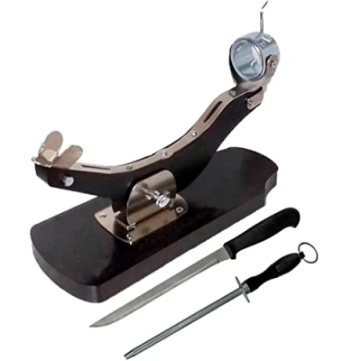 Imagen de BlendNature Jamonero Giratorio Basculante Profesional Inoxidable Incluye Cuchillo de Corte y Chaira Incorporados