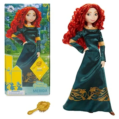 Imagen de Disney Store muñeca clásica de Mérida, Brave, Altura: 29 cm, Incluye un Cepillo con Detalles labrados, Completamente articulada Vestido Verde, para Mayores 3 años