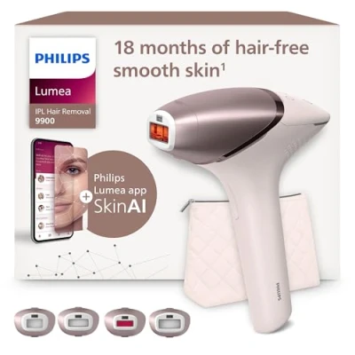 Imagen de Philips Lumea Serie 9900, depiladora IPL con Inteligencia Artificial, tratamiento personalizado, 4 accesorios para el cuerpo, la cara, zona del bikini y las axilas, cable sin cable, BRI951/00