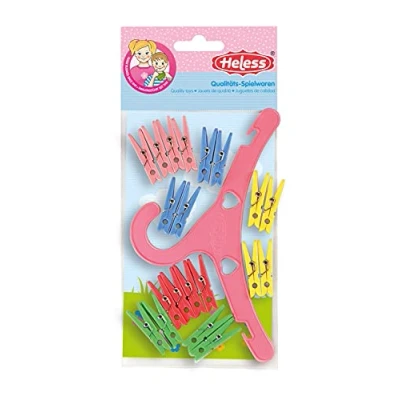 Imagen de Heless 116 Juego de 20 pinzas para la ropa y una percha, colores, accesorios el hogar muñeca