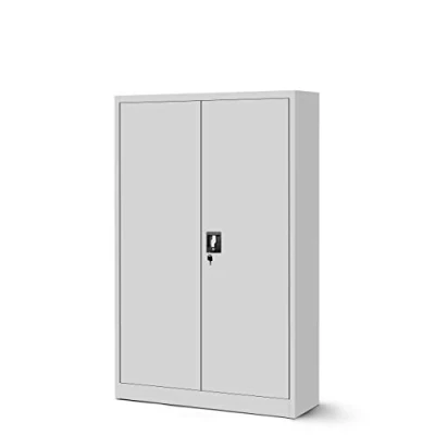 Imagen de Jan Nowak Armario de Oficina C001K Almacenamiento metálico 3 estantes Puerta abatible Pintura en Polvo Metal 140 cm x 90 40 (Gris)