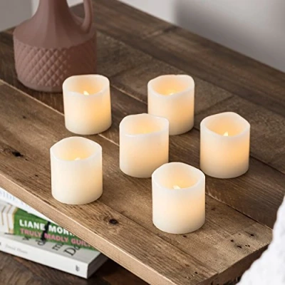 Imagen de Lights4fun Juego de 6 Velas Sin Llama LED Cera Natural Pilas