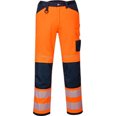 Imagen de Portwest PW340 Pantalones de trabajo Hi Vis PW3 para hombre Naranja/Azul Marino Corto, 30
