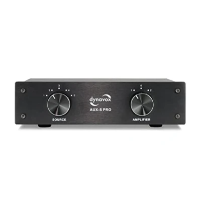 Imagen de Dynavox AUX S Pro Conmutador de extensión Entrada con 5 entradas RCA para Dos amplificadores estéreo y Envolvente, Color Negro