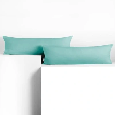 Imagen de DecoKing 2 Fundas de Almohada 20 x 120 cm, algodón, con Cremallera, Color Turquesa Claro y ámbar