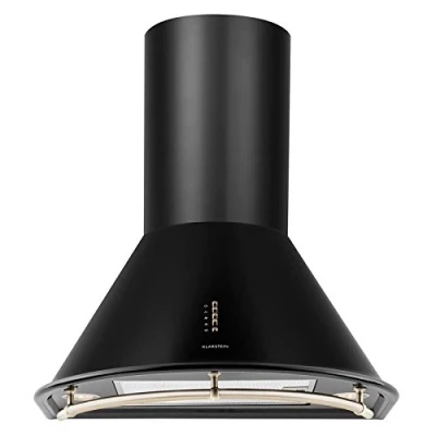 Imagen de Klarstein Noir Campana extractora, Extractor de Pared Retro, Aspiración/Ventilación, 3 Niveles Trabajo, Filtro Aluminio para Grasa, Potencia extracción: 430 m3/h, Negro Mate