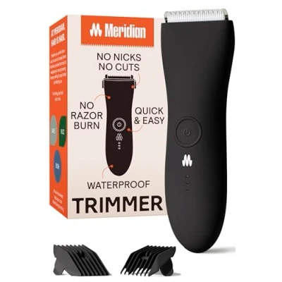 Imagen de Meridian Afeitadora Eléctrica para el cuerpo y vello púbico Hombres Mujeres Afeitado limpio seguro con cuchilla de cerámica l Waterproof 90 minutos Duración Negro