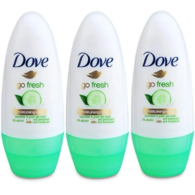 Imagen de Dove Go Fresh Cucumber &amp; Green Tea Scent Anti perspirant Deodorant Roll on 50ml (1.7 Fluid Ounce). (Pack of 3) by